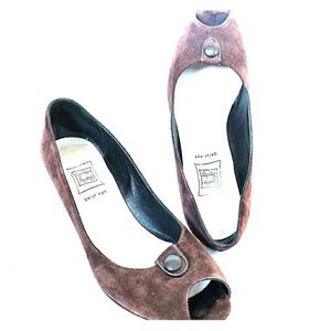 Brown Suede Cynthia Rowley Peep Toe Shoes 8.5
